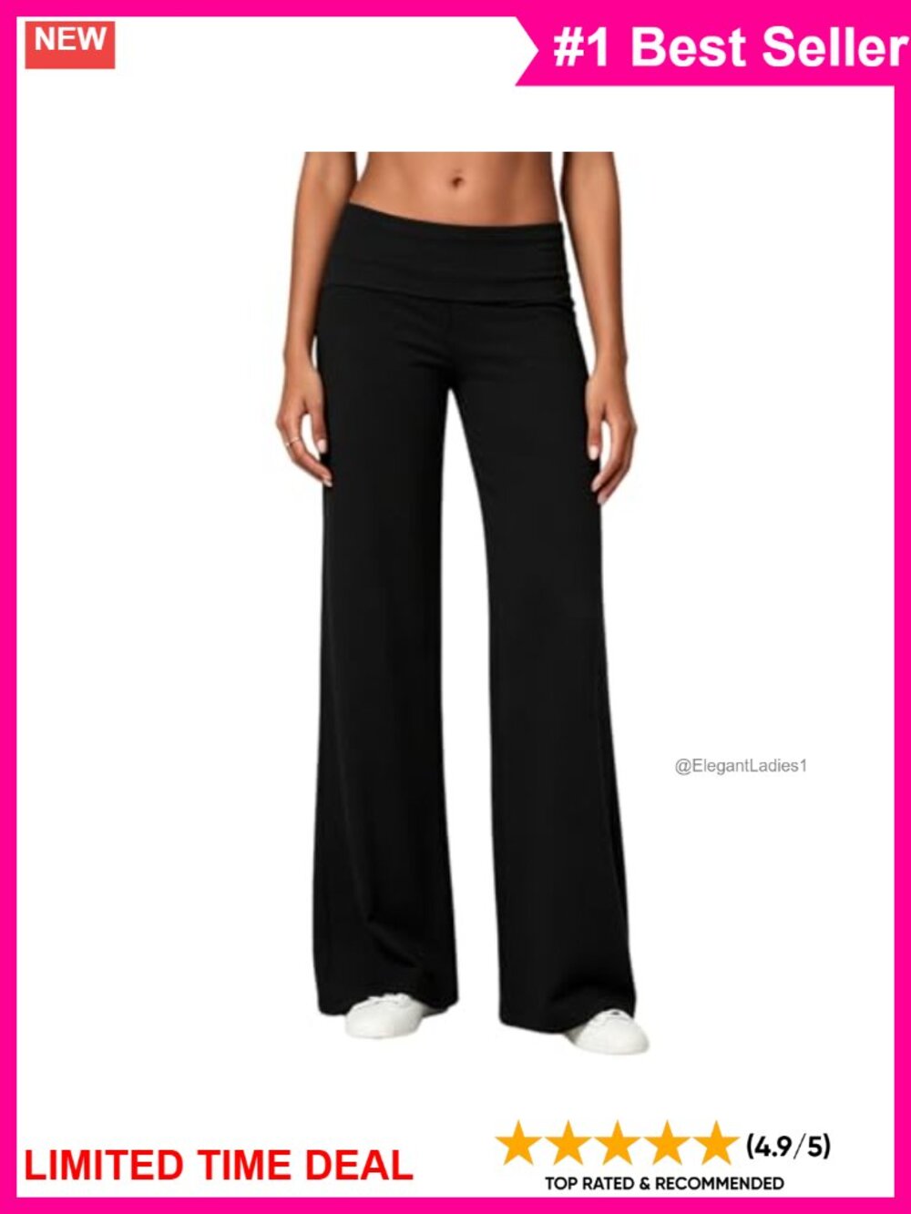 Fold Over Yoga Pants Women Low Rise Wide Leg Flare Sweatpants